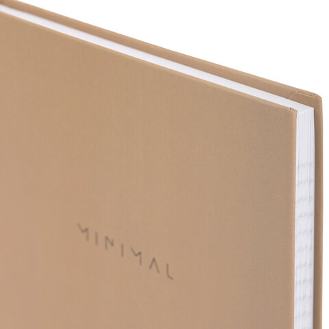 Блокнот А5 134х206 мм, 80 л., твёрдый, клетка, BRAUBERG "Minimal", бежевый, 116438 - фото 4