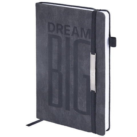 Ежедневник недатированный А5 138х213 мм BRAUBERG "BeStyle", под кожу, резинка, держатель, 160 л., графитовый, 116215 - фото 1