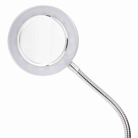 Лупа настольная на прищепке с LED-ПОДСВЕТКОЙ, диаметр 75 мм, увеличение 3, BRAUBERG, 455931 - фото 3