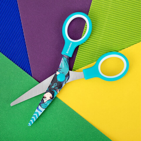 Ножницы 130 мм, мятные, с цветной печатью "Аниме", BRAUBERG ANIME, 238956 - фото 8