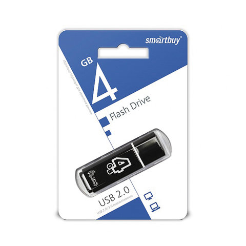 Флеш-диск 4 GB, SMARTBUY Glossy, USB 2.0, черный, SB4GBGS-K - фото 3