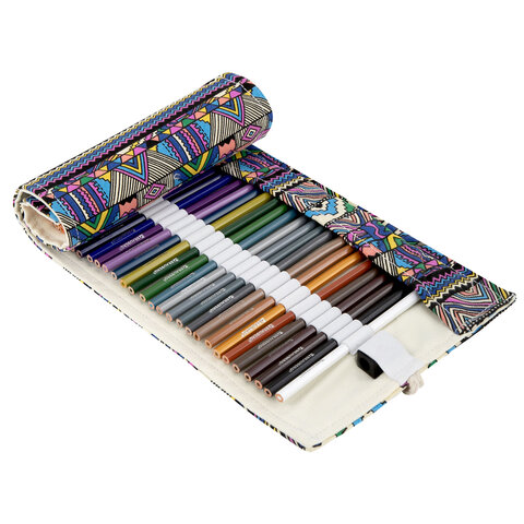 Карандаши цветные стираемые в пенале-скрутке BRAUBERG, 48 цветов + точилка и ластик, 182071 - фото 1