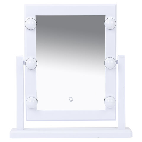 Зеркало для макияжа гримерное, 6 LED-ламп, 3 режима свечения, размер 21х29 см, работа от USB или 4хAA, цвет белый, WBZ (ВБЗ), 609334 - фото 2