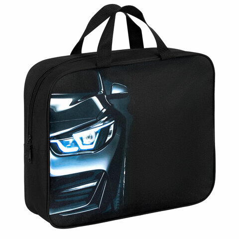 Папка на молнии с ручками BRAUBERG KIDS А4, 1 отделение, полиэстер, 80 мм, "Dark car", 273315 - фото 1