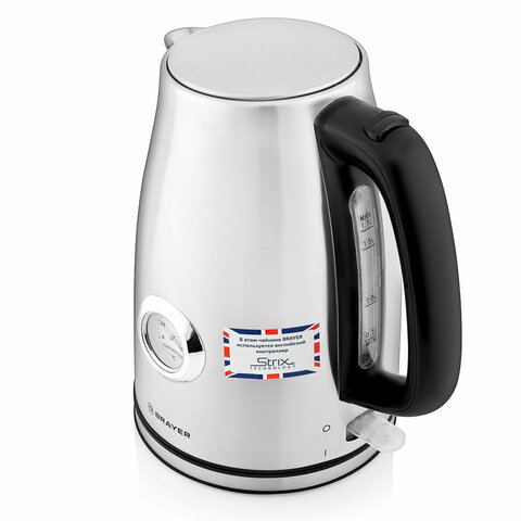 Чайник с термометром BRAYER BR1022, 1,8 л, 2200 Вт, закрытый нагревательный элемент, сталь - фото 2