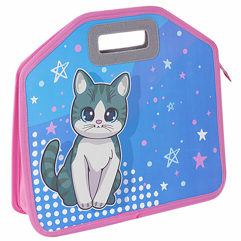 Папка-сумка ЮНЛАНДИЯ, 1 отделение, фетровые ручки, 34х30х11 см, Anime cat, 272204 - фото 1