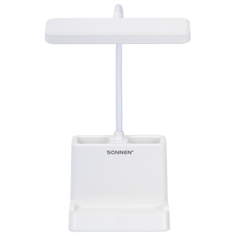 Настольная лампа / светильник беспроводная SONNEN PT-302, органайзер, USB, LED, 3 Вт, 3 режима, 238783 - фото 4