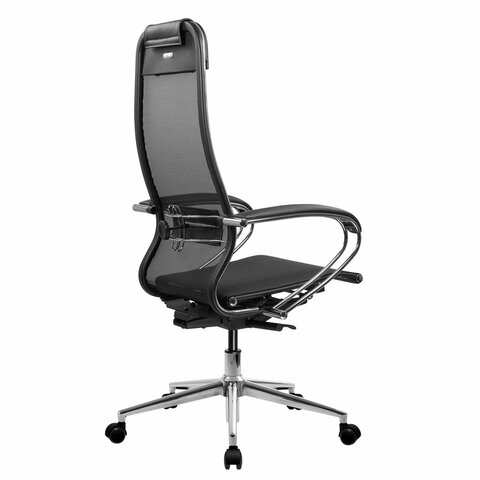 Кресло МЕТТА "ErgoLife" 10 B1-104K, хром, синхромеханизм, прочная сетка, черное - фото 6