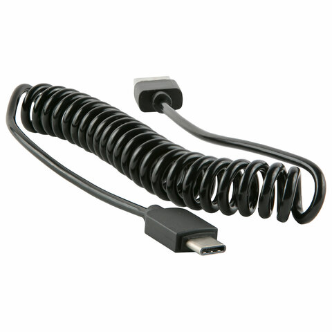 Кабель USB 2.0 – Type-C,RED LINE Spiral, черный, УТ000015710 - фото 1