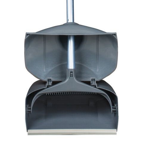 Совок для мусора КОМПЛЕКТ щетка + 2 рукоятки по 94 см, закрывающаяся крышка ЛОВУШКА, серый LAIMA PROFESSIONAL, 601508 - фото 5