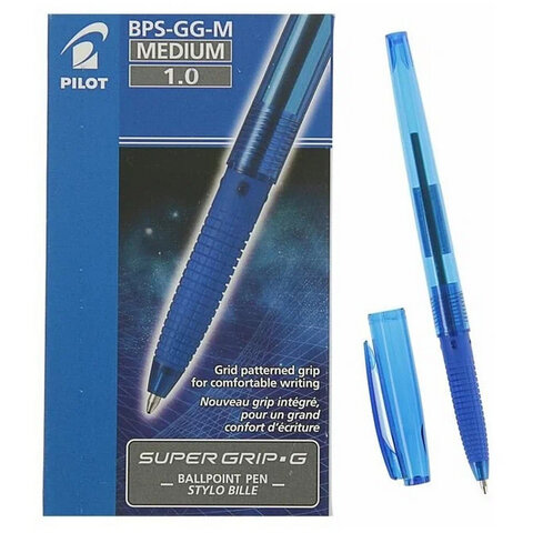 Ручка шариковая с грипом PILOT Super Grip G, СИНЯЯ, узел 1 мм, линия 0,27 мм, BPS-GG-M L - фото 4