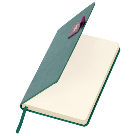 Ежедневник датированный 2026 А5 138х213 мм, BRAUBERG "Accent", под кожу, держатель, зеленый/бордо, 117387 - фото 3