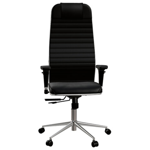 Кресло МЕТТА "ErgoLife" 10 B1-117D, хром, синхромеханизм, 2D-подлокотники, экокожа, черное - фото 4