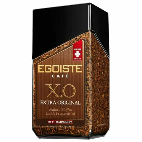 Кофе молотый в растворимом EGOISTE "X.O", 100 г, стеклянная банка, сублимированный, ШВЕЙЦАРИЯ, EG10009008 - фото 1