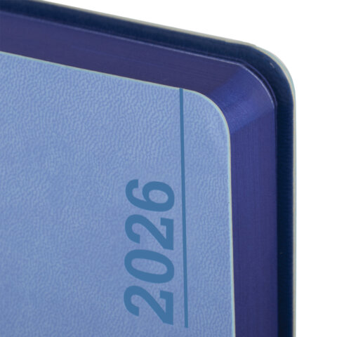 Ежедневник датированный 2026 А5 138x213 мм, BRAUBERG "Metropolis Mix", под кожу, гибкий, голубой, 117444 - фото 3