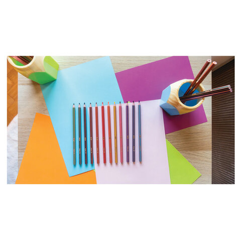 Карандаши цветные BIC "Evolution Stripes", 12 цветов, шестигранные, грифель 9505221 - фото 6