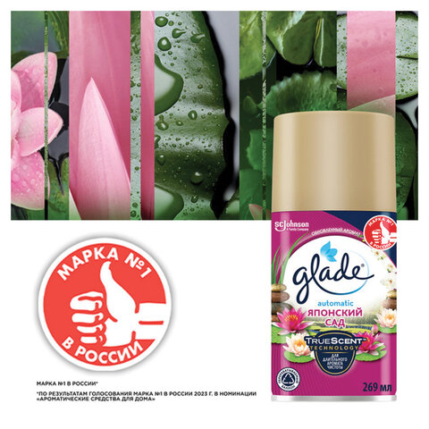 Сменный баллон 269 мл, GLADE "Японский сад" для автоматических освежителей, 864980 - фото 5