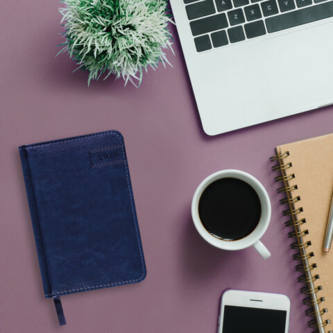 Ежедневник датированный 2026, МАЛЫЙ ФОРМАТ 100х150 мм, А6, BRAUBERG "Imperial", под кожу, синий, 117255 - фото 5