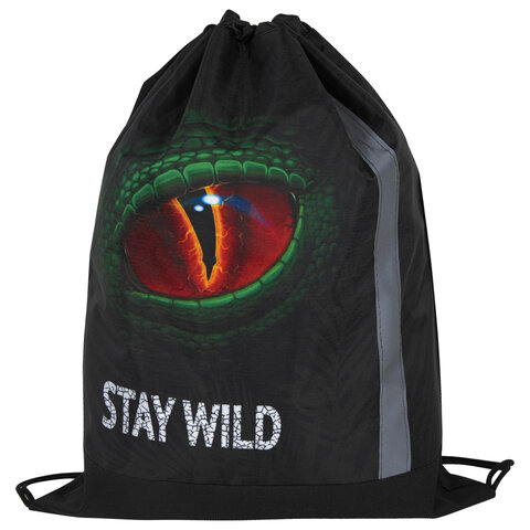 Мешок для обуви ЮНЛАНДИЯ, плотный, светоотражающая полоса, 46х36 см, "Stay wild", 270917 - фото 1