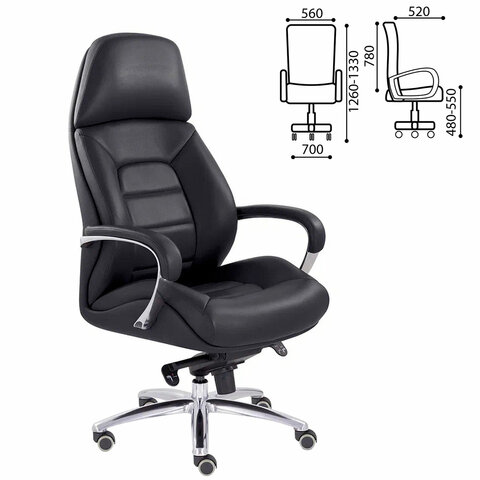 Кресло офисное "EPIK" A-181-G, мультиблок, натуральная кожа, черное - фото 1