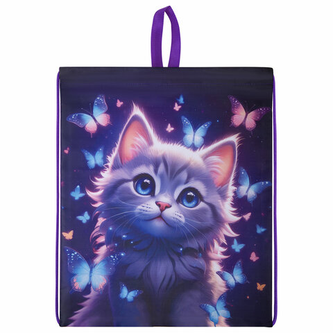 Мешок для обуви BRAUBERG KIDS, с петлей, 42х34 см, "Curious cat", 273434 - фото 2