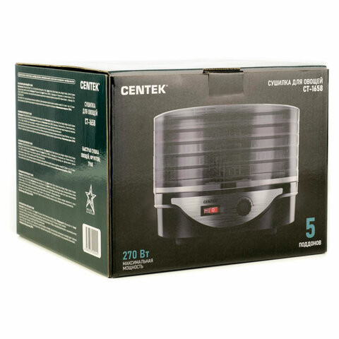 Сушилка для овощей CENTEK CT-1658, объём 4 л, 270 Вт, 5 поддонов, механическое управление, черная - фото 6