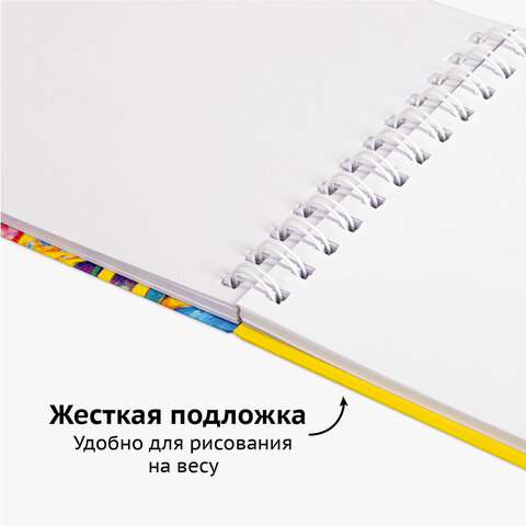 Скетчбук белая бумага 100 г/м2 165х240 мм, 80 л., гребень, твердая обложка, BRAUBERG ART DEBUT, 112985 - фото 10