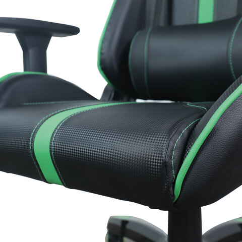 Кресло компьютерное BRABIX "GT Carbon GM-120", две подушки, экокожа, черное/зеленое, 531929 - фото 11