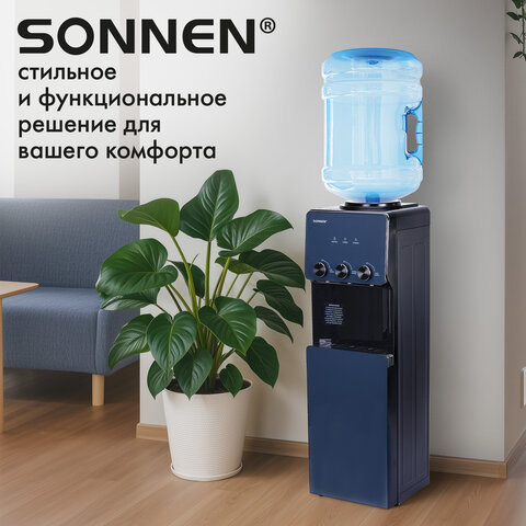 Кулер для воды SONNEN FSE-03RTi, напольный, НАГРЕВ/ОХЛАЖДЕНИЕ ЭЛЕКТРОННОЕ, шкафчик, 3 крана, титановый синий, 455746 - фото 17