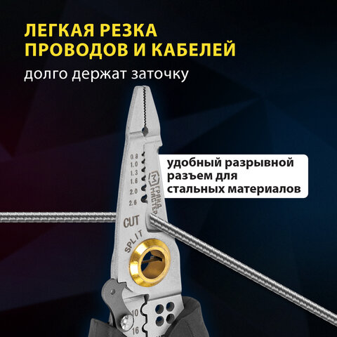 Плоскогубцы многофункциональные 25 в 1, 185 мм, нержавеющая сталь AISI420, ГРАНДМАСТЕР, PL-185, 671262 - фото 16