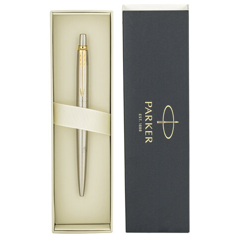 Ручка шариковая PARKER "Jotter Core Stainless Steel GT", ежедневник А5 черный, пакет, 880886 - фото 3