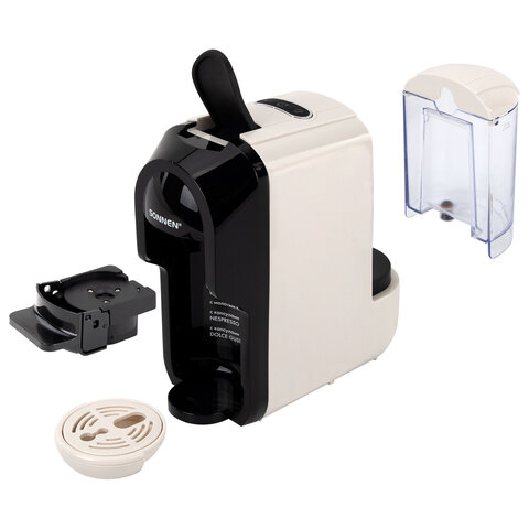 Кофемашина капсульная 3 в 1 для молотого кофе и капсул DOLCE GUSTO и NESPRESSO, SONNEN CM510B, 1450 Вт, 0,6 л, бежевая, 457338 - фото 4