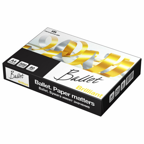 Бумага офисная А4, 80 г/м2, 500 л., марка А, BALLET BRILLIANT, Россия, 165% (CIE) - фото 6