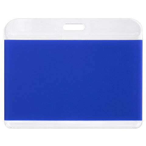 Бейдж горизонтальный для пропуска и ID-карт, 54х85 мм, синий, BRAUBERG ULTRA, 238914 - фото 3