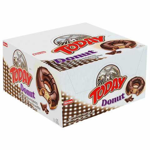 Кекс TODAY "Donut", со вкусом какао, ТУРЦИЯ, 24 штуки по 40 г в шоу-боксе, 1368 - фото 3