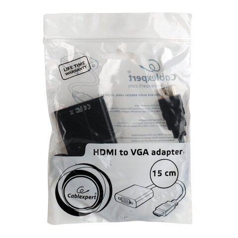 Кабель-переходник HDMI-VGA, 15 см, CABLEXPERT, M-F, для передачи аналогового видео, A-HDMI-VGA-04 - фото 2