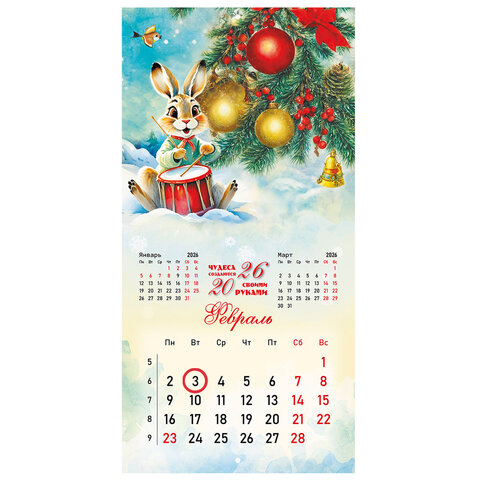 Календарь настенный перекидной 2026 г., BRAUBERG, 12 листов, 28,5х28,5 см, "Советские открытки", 116933 - фото 4
