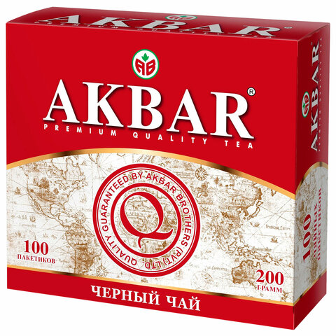 Чай АКБАР "Classic Series" черный байховый, 100 пакетиков по 2 г, 1050051 - фото 1