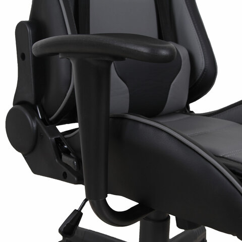 Кресло компьютерное BRABIX "GT Racer GM-100", две подушки, экокожа, черное/серое, 531926 - фото 12