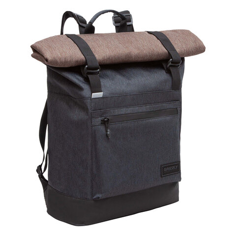 Рюкзак GRIZZLY, карман-антивор, с клапаном, трансформируемый объем, "ROLLTOP", 42х29х11 см, RQL-315-1/2 - фото 1