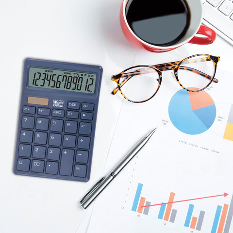 Калькулятор настольный BRAUBERG CH-12-BU (153х103 мм), 12 разрядов, двойное питание, синий, 272959 - фото 7