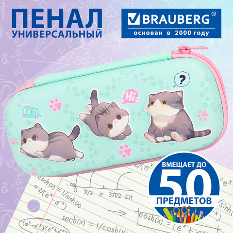 Пенал, 1 отделение, 1 откидная планка, ЭВА, 22х10х5 см, кросс-серия "МИЛЫЕ КОТЫ", BRAUBERG, 274604 - фото 9