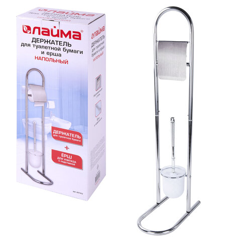 Ершик для унитаза СТОЙКА + держатель туалетной бумаги, сталь/пластик, зеркальный, LAIMA, 607433 - фото 8