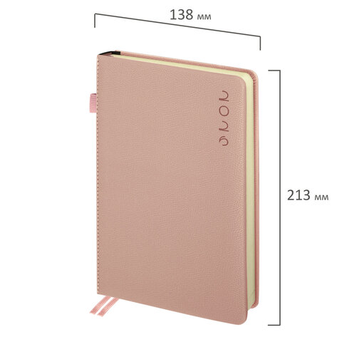 Ежедневник датированный 2026, А5, 138х213 мм, BRAUBERG "Essential", под кожу, держатель, розовый, 117395 - фото 3
