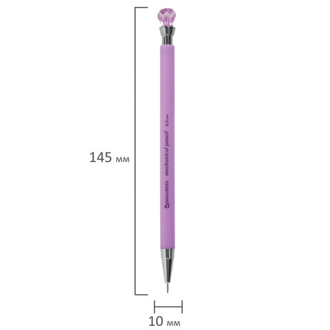 Карандаш механический 0,5 мм, BRAUBERG "Diamond", корпус ассорти, хромированные детали, 181416 - фото 9