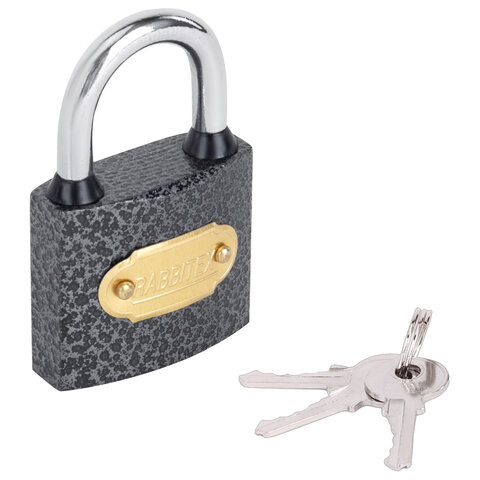 Замок навесной чугунный "Влагонепроницаемый", ширина 38 мм, полимерное покрытие, английский, 3 ключа, RABBITEX (РАББИТЕКС), 671296 - фото 2