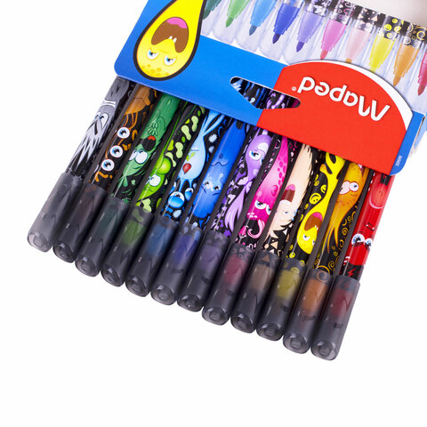 Фломастеры MAPED "COLOR PEP'S Monster", 12 цветов, смываемые, вентилируемый колпачок, 845400 - фото 4