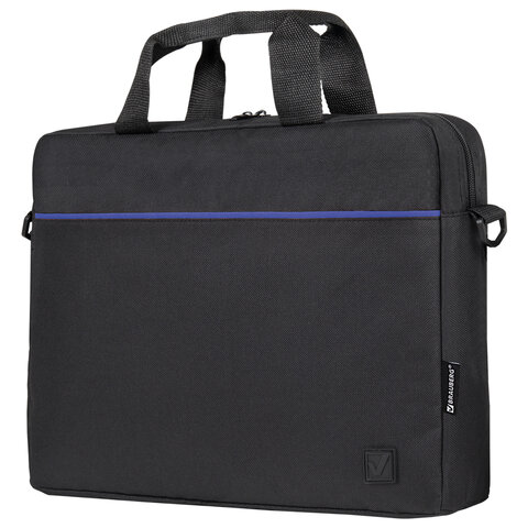Сумка портфель BRAUBERG PRACTICAL с отделением для ноутбука 15,6", Blue line, черная, 29х40х7 см, 272603 - фото 4