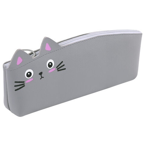 Пенал ЮНЛАНДИЯ ЮНИОР, 1 отделение, искусственная кожа, "Gray kitty", 20х9х7 см, 273819 - фото 6
