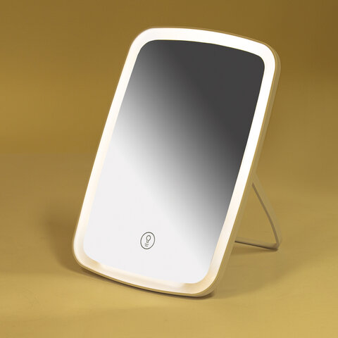 Зеркало настольное с LED-подсветкой для макияжа, 24х17 см, 3 режима свечения, аккумулятор 800 mAh, цвет белый, WBZ (ВБЗ), 609333 - фото 8